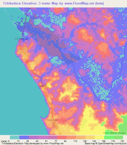 Tchibedeca,Angola Elevation Map