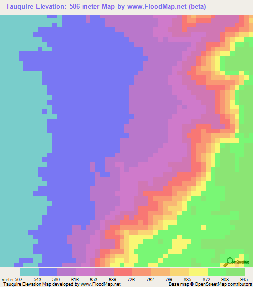 Tauquire,Angola Elevation Map