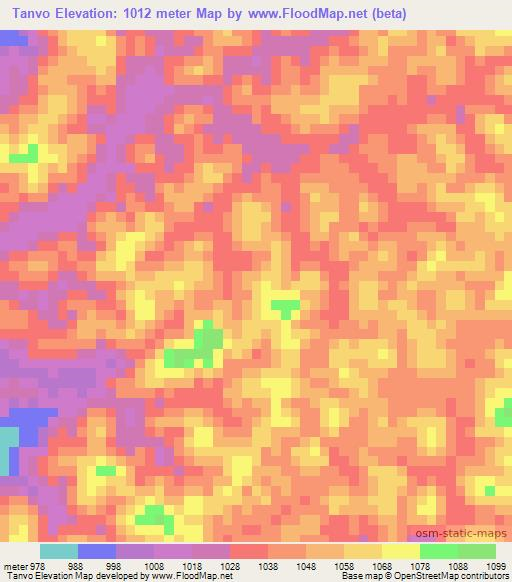 Tanvo,Angola Elevation Map
