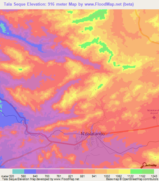 Tala Seque,Angola Elevation Map
