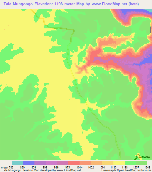 Tala Mungongo,Angola Elevation Map