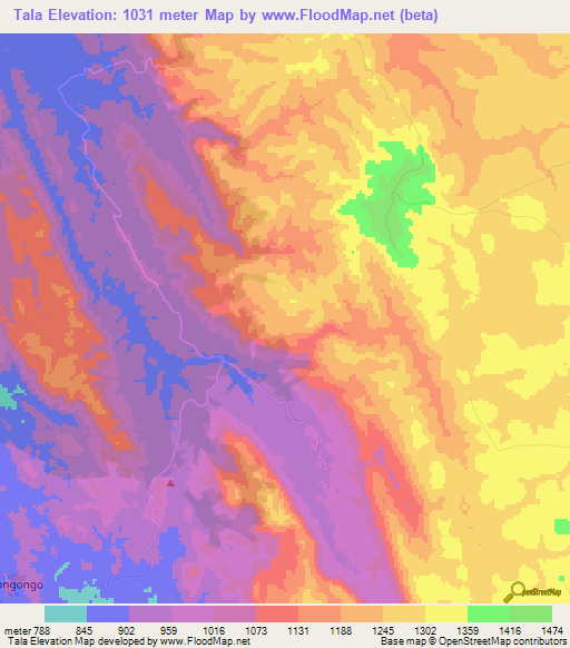 Tala,Angola Elevation Map