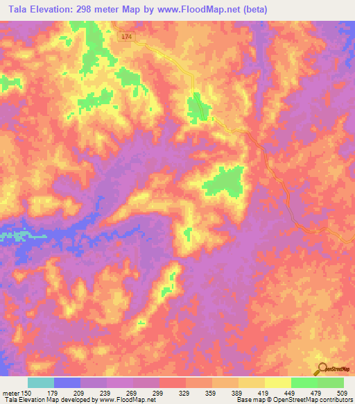 Tala,Angola Elevation Map