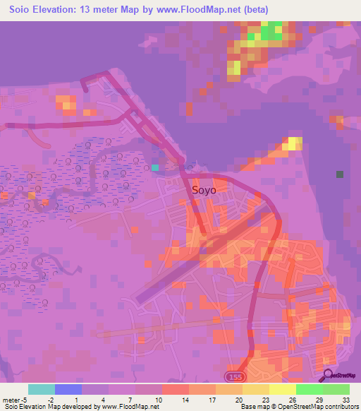 Soio,Angola Elevation Map