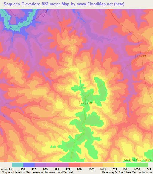 Soqueco,Angola Elevation Map