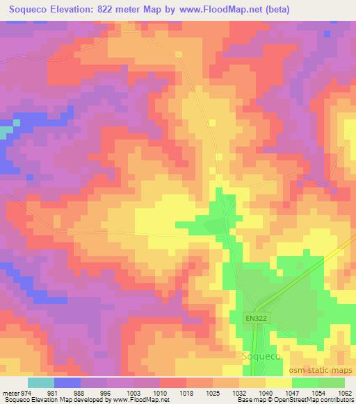 Soqueco,Angola Elevation Map