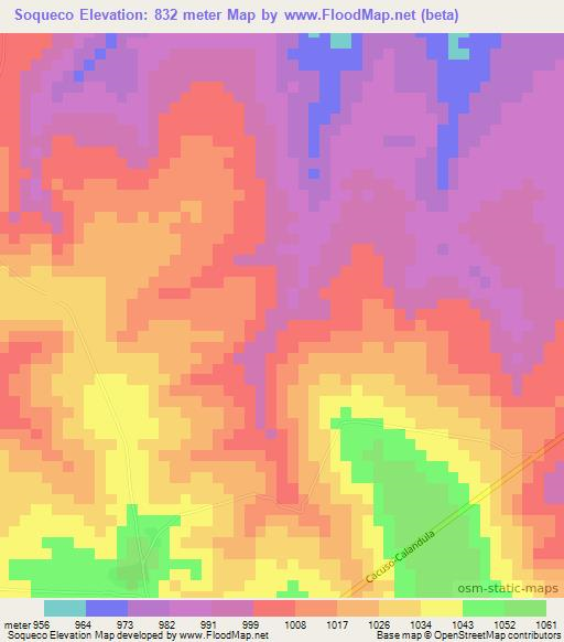 Soqueco,Angola Elevation Map