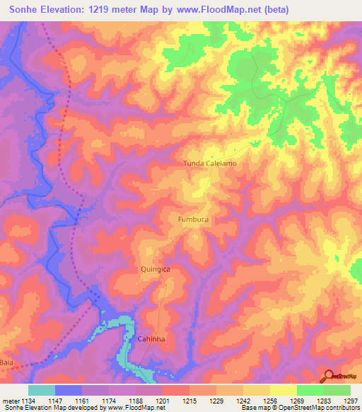 Sonhe,Angola Elevation Map