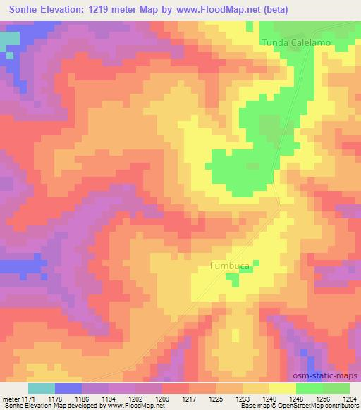 Sonhe,Angola Elevation Map