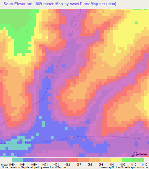 Sona,Angola Elevation Map