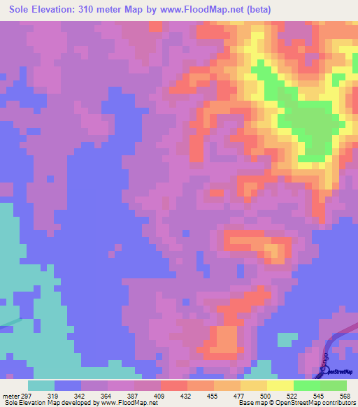 Sole,Angola Elevation Map