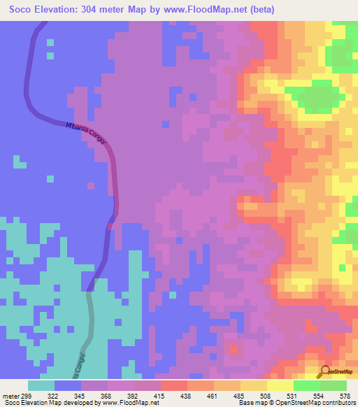 Soco,Angola Elevation Map