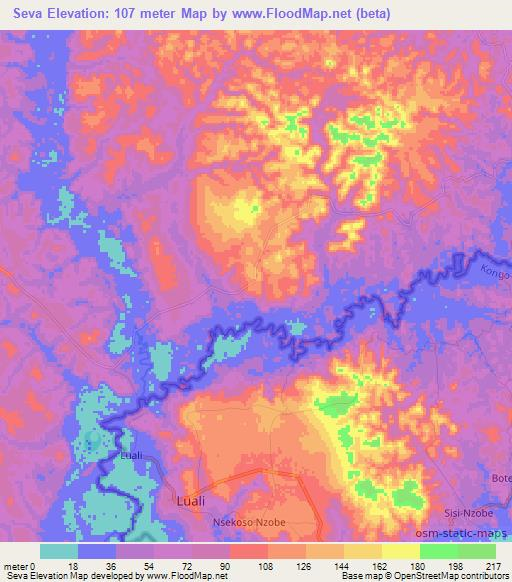Seva,Angola Elevation Map