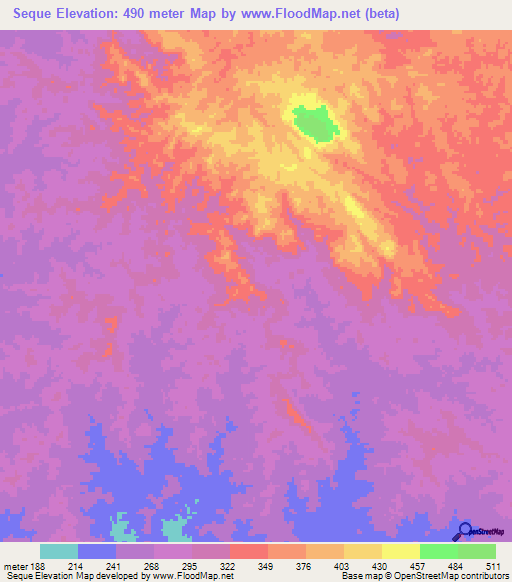 Seque,Angola Elevation Map