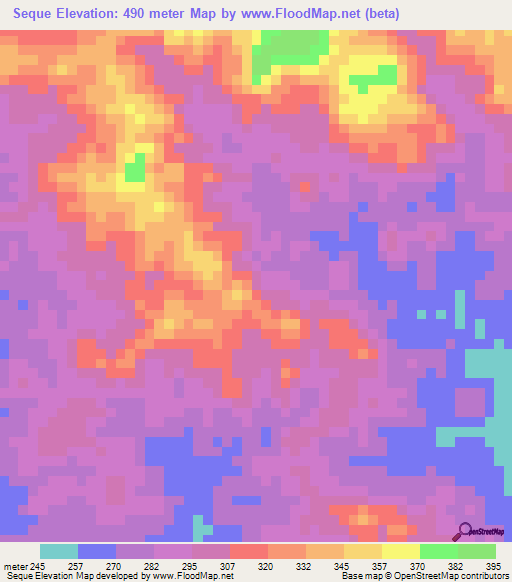Seque,Angola Elevation Map