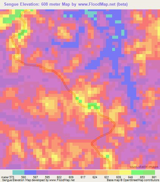 Sengue,Angola Elevation Map
