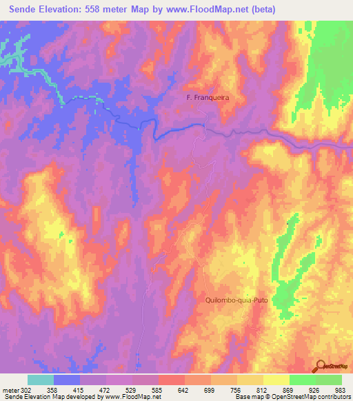 Sende,Angola Elevation Map