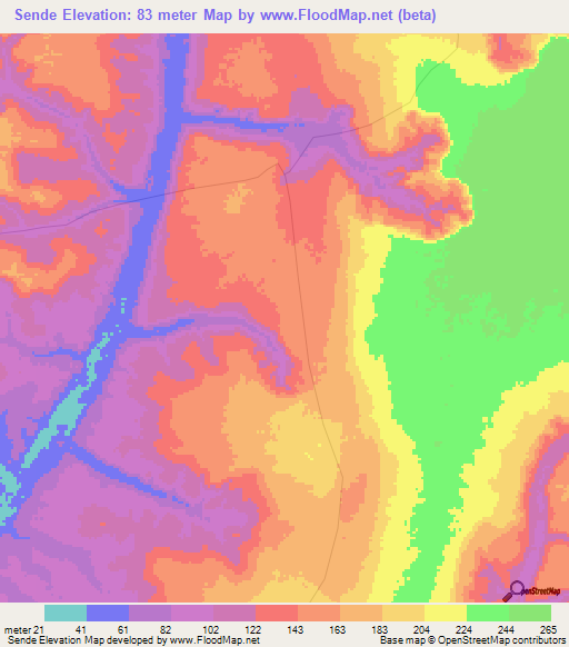 Sende,Angola Elevation Map