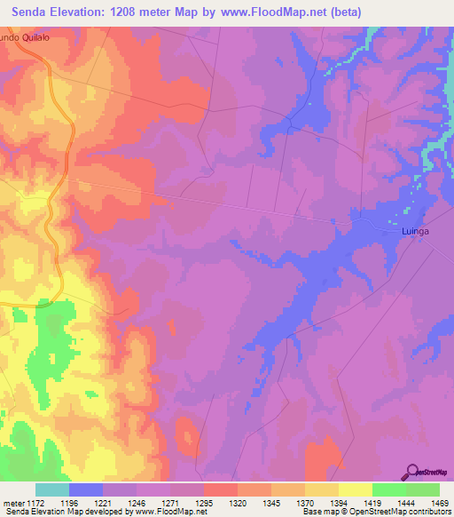 Senda,Angola Elevation Map