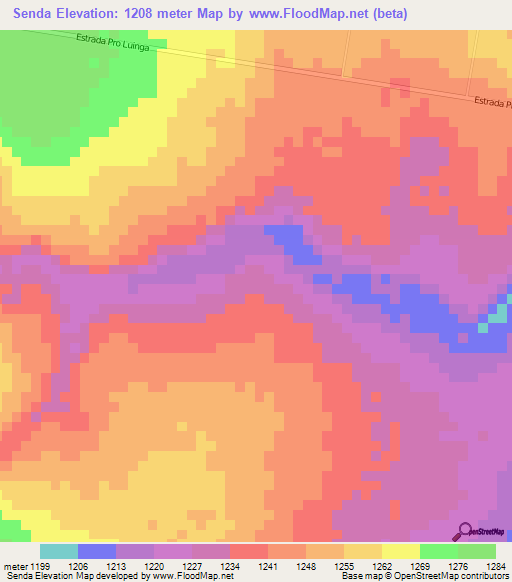 Senda,Angola Elevation Map