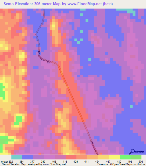 Semo,Angola Elevation Map
