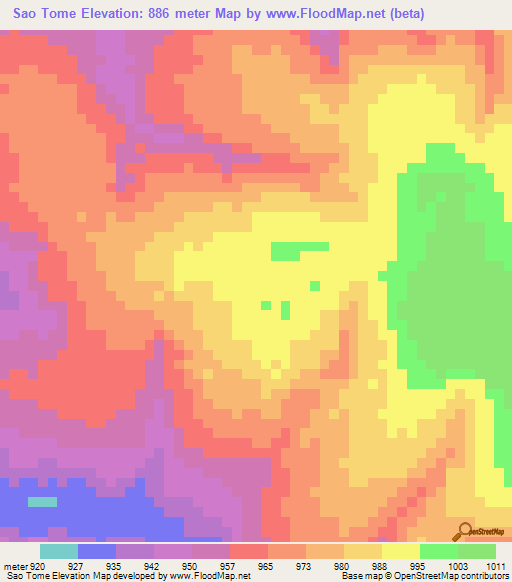 Sao Tome,Angola Elevation Map