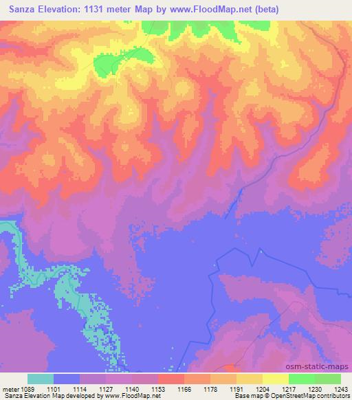 Sanza,Angola Elevation Map