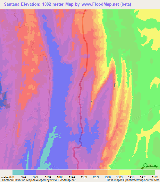 Santana,Angola Elevation Map