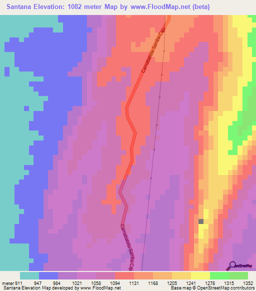 Santana,Angola Elevation Map