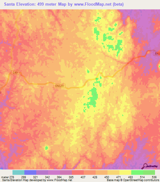 Santa,Angola Elevation Map