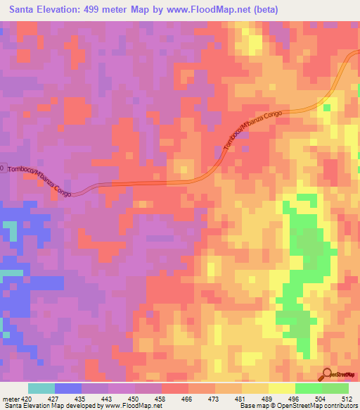 Santa,Angola Elevation Map