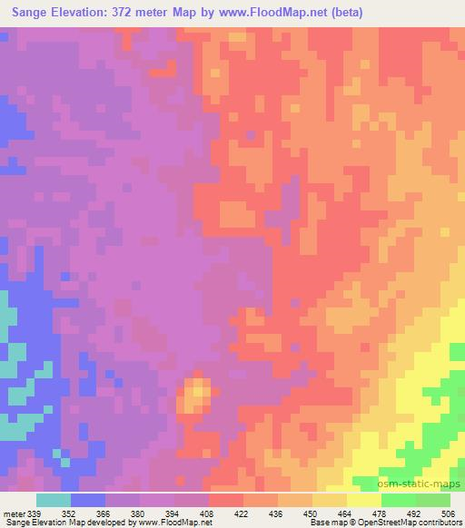 Sange,Angola Elevation Map