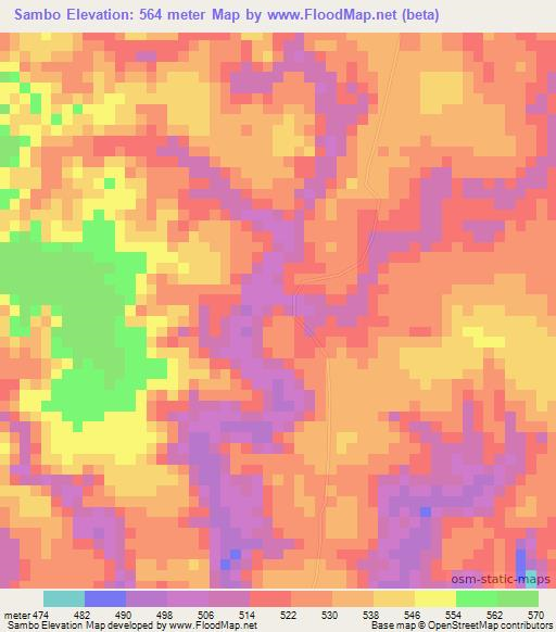 Sambo,Angola Elevation Map