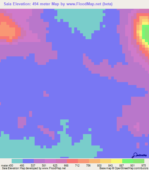 Saia,Angola Elevation Map