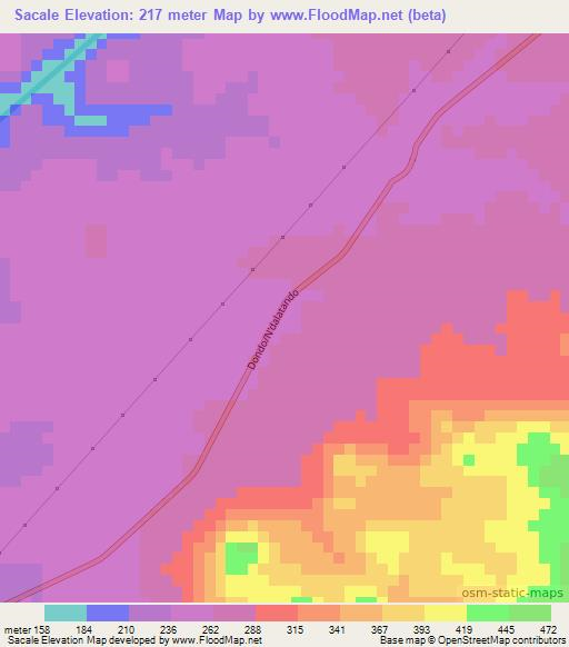 Sacale,Angola Elevation Map