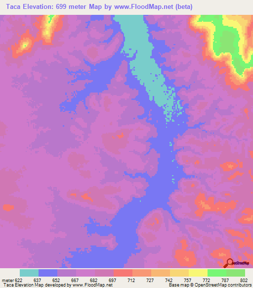 Taca,Angola Elevation Map