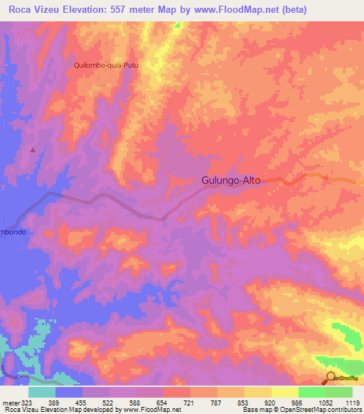 Roca Vizeu,Angola Elevation Map