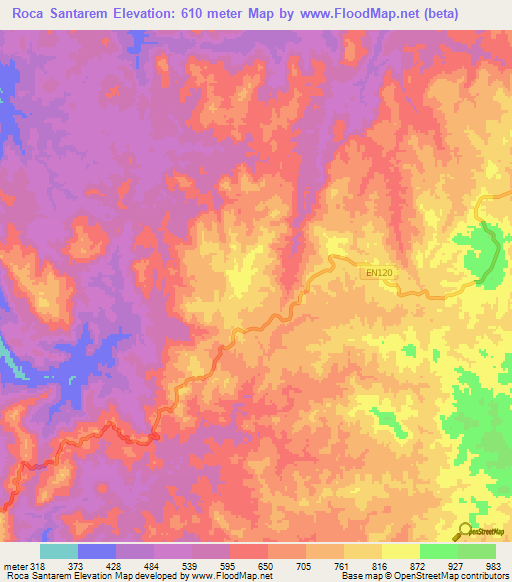 Roca Santarem,Angola Elevation Map