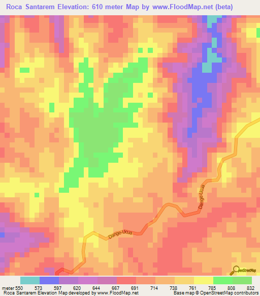 Roca Santarem,Angola Elevation Map