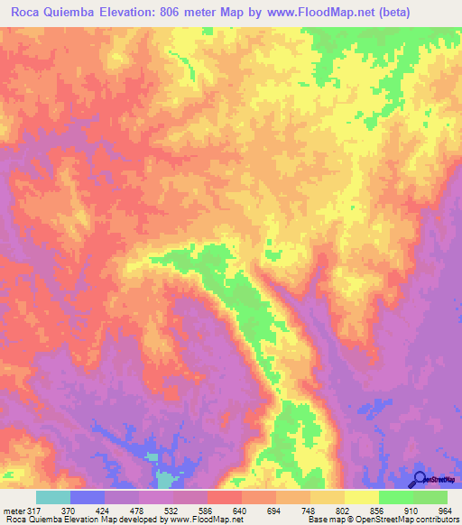 Roca Quiemba,Angola Elevation Map