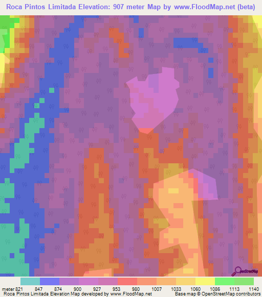 Roca Pintos Limitada,Angola Elevation Map