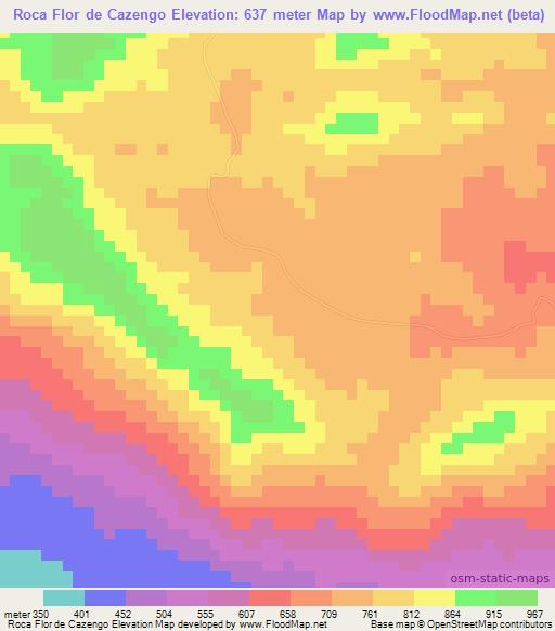 Roca Flor de Cazengo,Angola Elevation Map