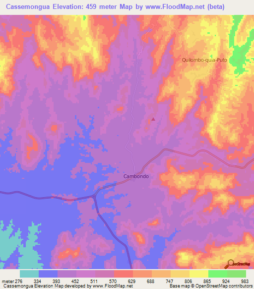 Cassemongua,Angola Elevation Map