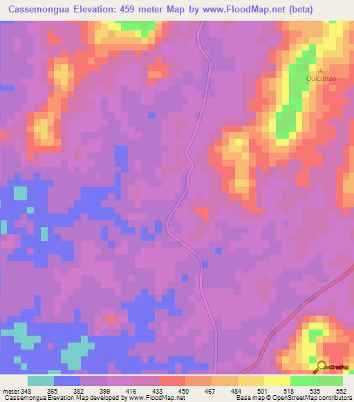 Cassemongua,Angola Elevation Map