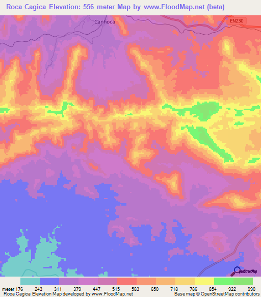 Roca Cagica,Angola Elevation Map