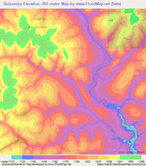 Quizomba,Angola Elevation Map