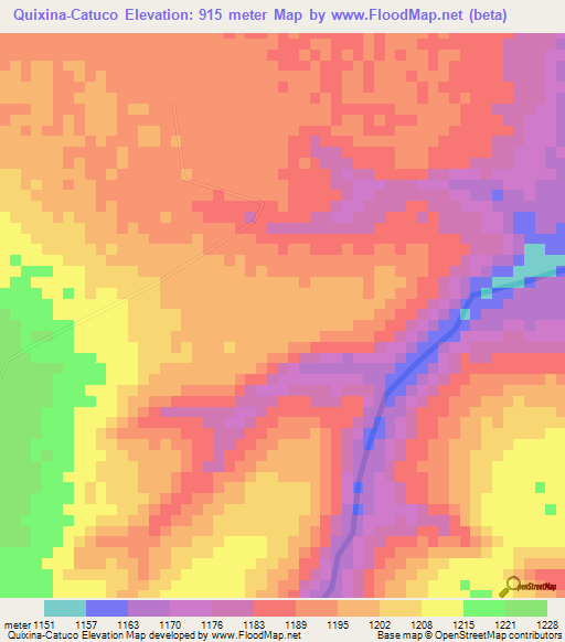 Quixina-Catuco,Angola Elevation Map