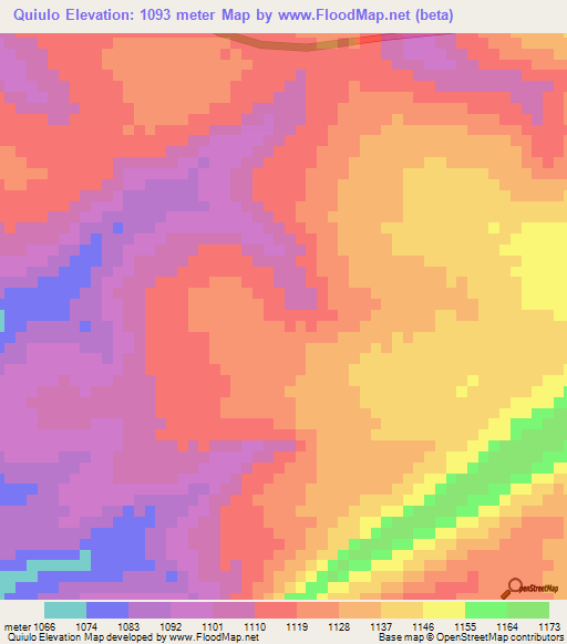 Quiulo,Angola Elevation Map