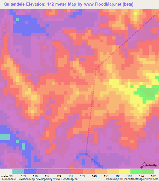 Quitendele,Angola Elevation Map