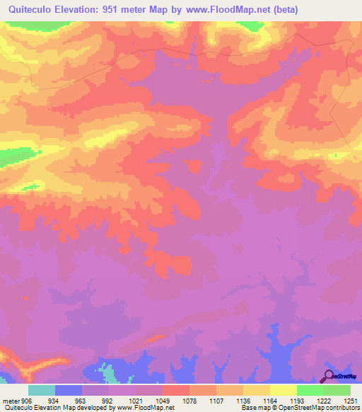 Quiteculo,Angola Elevation Map